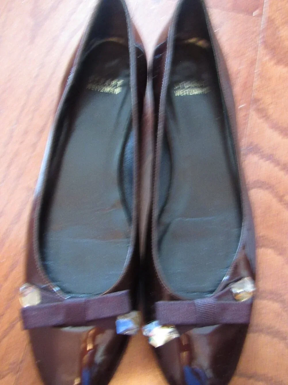 STUART WEITZMAN BROWN PATENT FLATS SZ 9 N